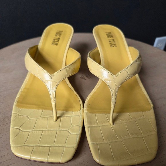 NIB Paris Texas Embossed Croc Portofino Thong Mule Banana Yellow Heels EU40 US10 - Picture 5 of 15